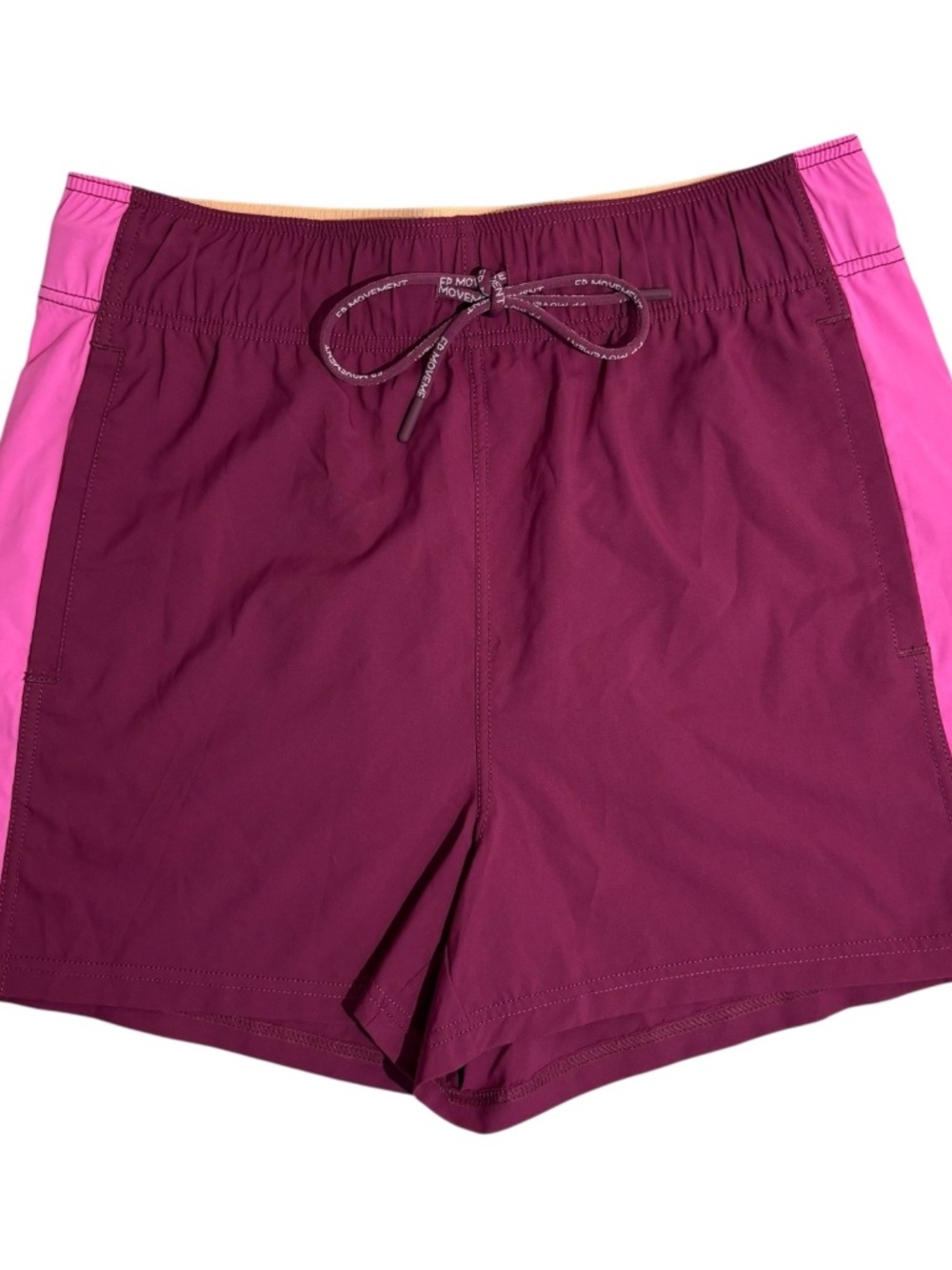 Free People Movement Side Snap Breakaway Shorts Medium Maroon Pink Colorblock